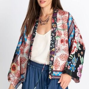 Johnny Was Geana Makenna 100% Silk Reversible Kimono Size Large
